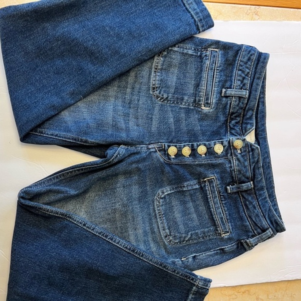 Anthro Pilcro and the Letterpress button fly jean. High rise sz slim 27 petite